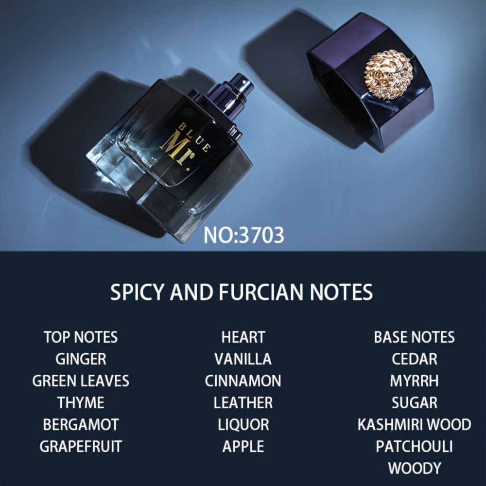 Men's Cologne Spray, Mr. Blue Lion Masculine EDT, Fresh Woody Scent for Sports Business Romance, Elegant Gift for Him — image