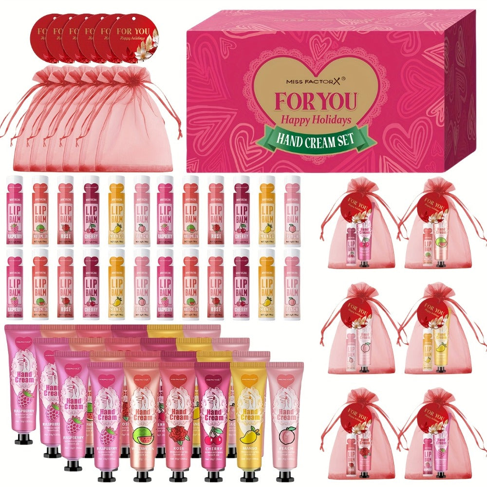 Wedding Party Favor Beauty Gift Set 96pcs, Bulk Women's Gift Box with Hand Cream, Lipstick, Red Bag & Card — image 6