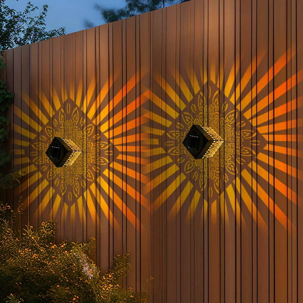 Solar Fence Lights Outdoor – Metal Step Wall Light for Garden Pillar Patio Courtyard Multicolor & Warm LED Decor — image 10