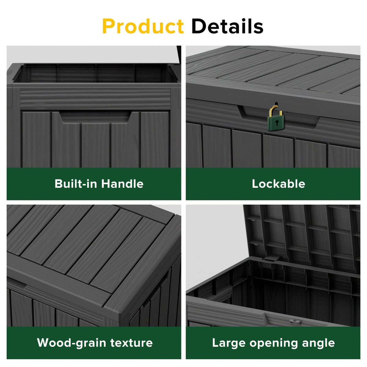 Molded-Panel Outdoor Storage Box with 36-, 45- or 51-Gallon Labels across Four Capacity-and-Color Models — image 8