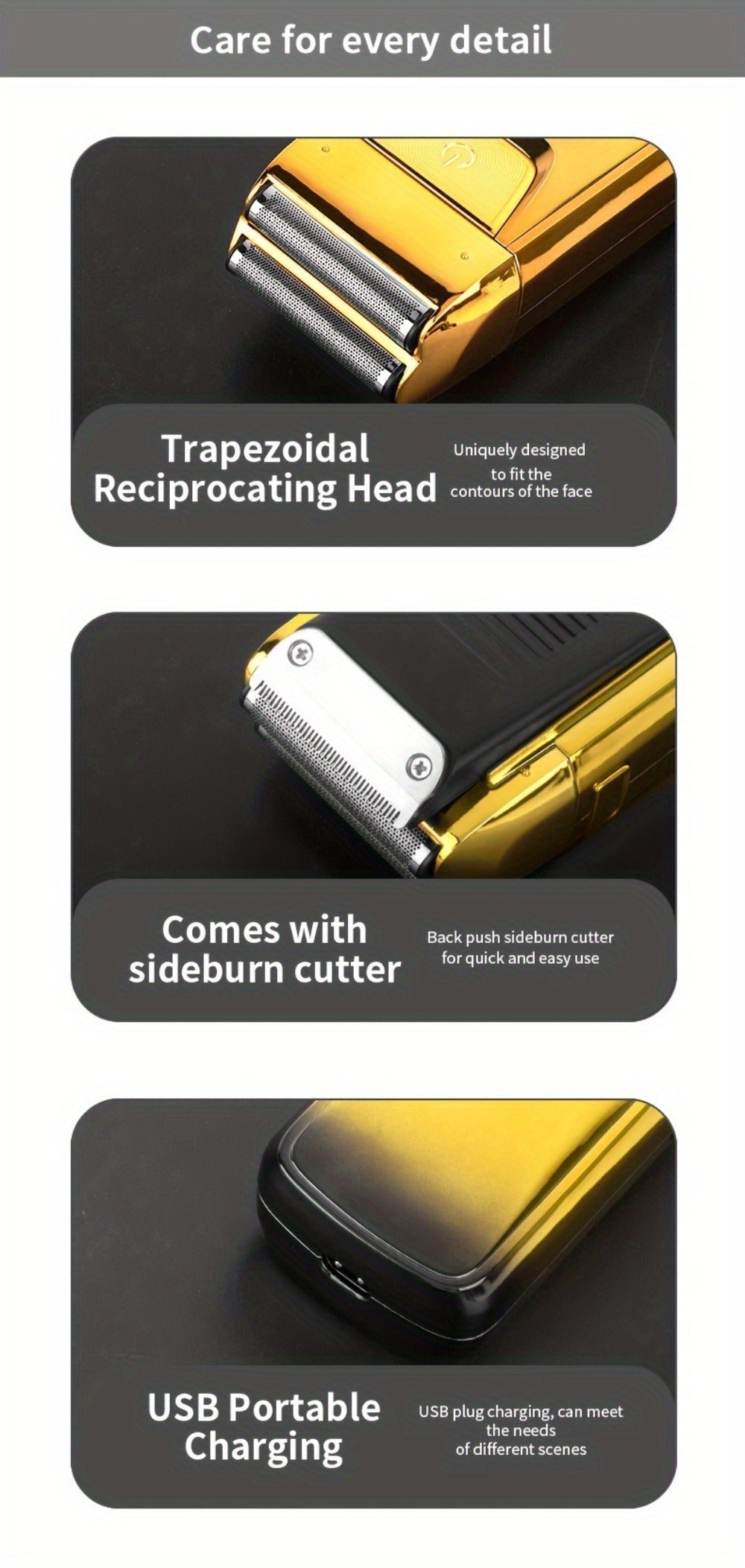 Bald Head Shaver & Beard Trimmer 2-in-1 Electric USB Rechargeable – Aluminum Foil Razor Professional Hair Clipper Grooming To
