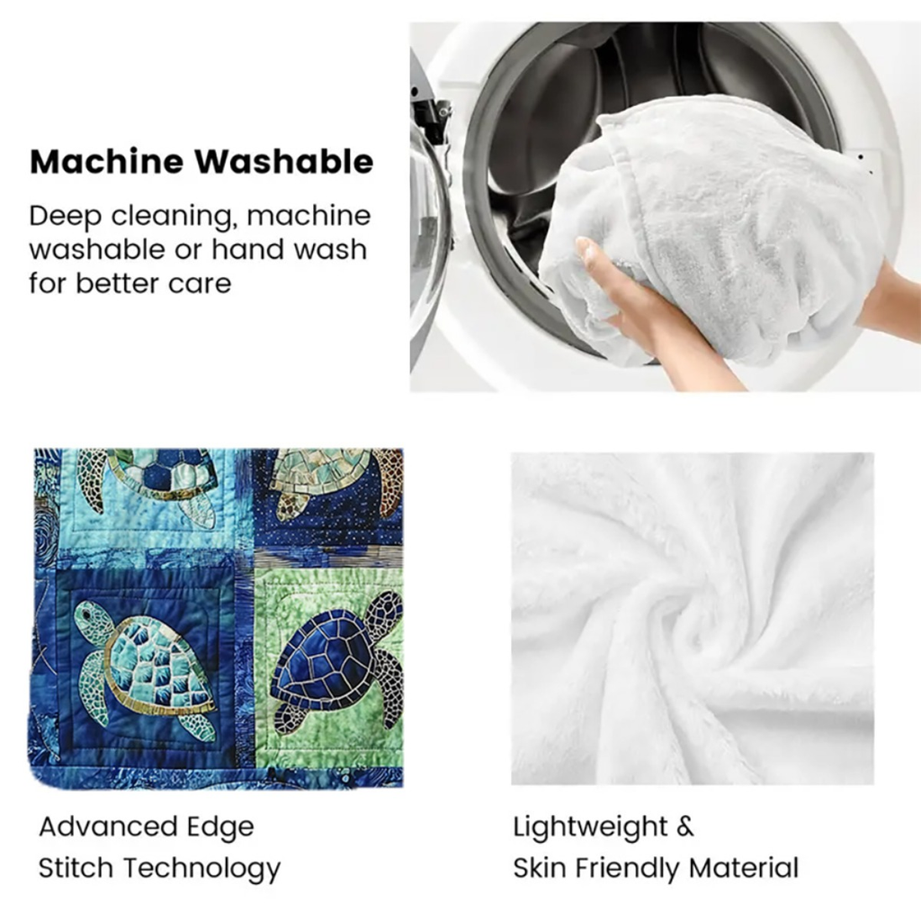 1pc Underwater Turtle Splicing Pattern Blanket- Home Furnishings Bedding Throw for Sofa Bed for Sofas, Beds and Everyday Home