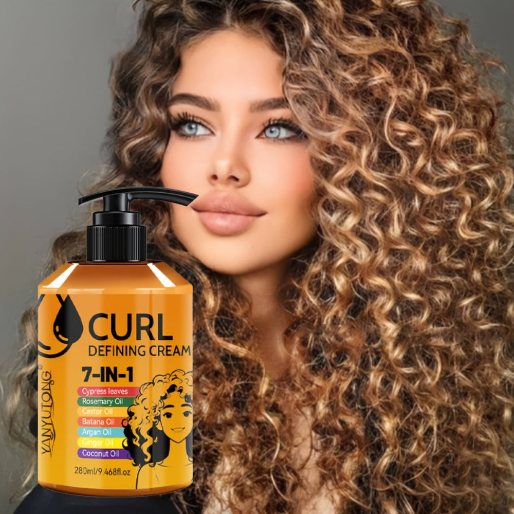 7-in-1 Moisturizing Curl Cream Anti-Frizz Flexible Hold Styling Cream for Wavy Curly Coily Hair – Non-Sticky Elasticity Curl 