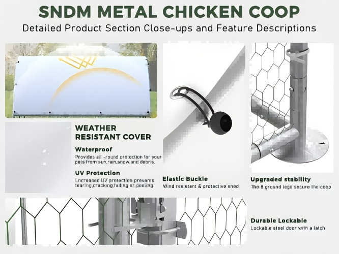 Walk-in Chicken Pen Large Metal Outdoor Poultry Enclosure Cover Yard Cage for Chickens Ducks Rabbits 3 Sizes Available — imag