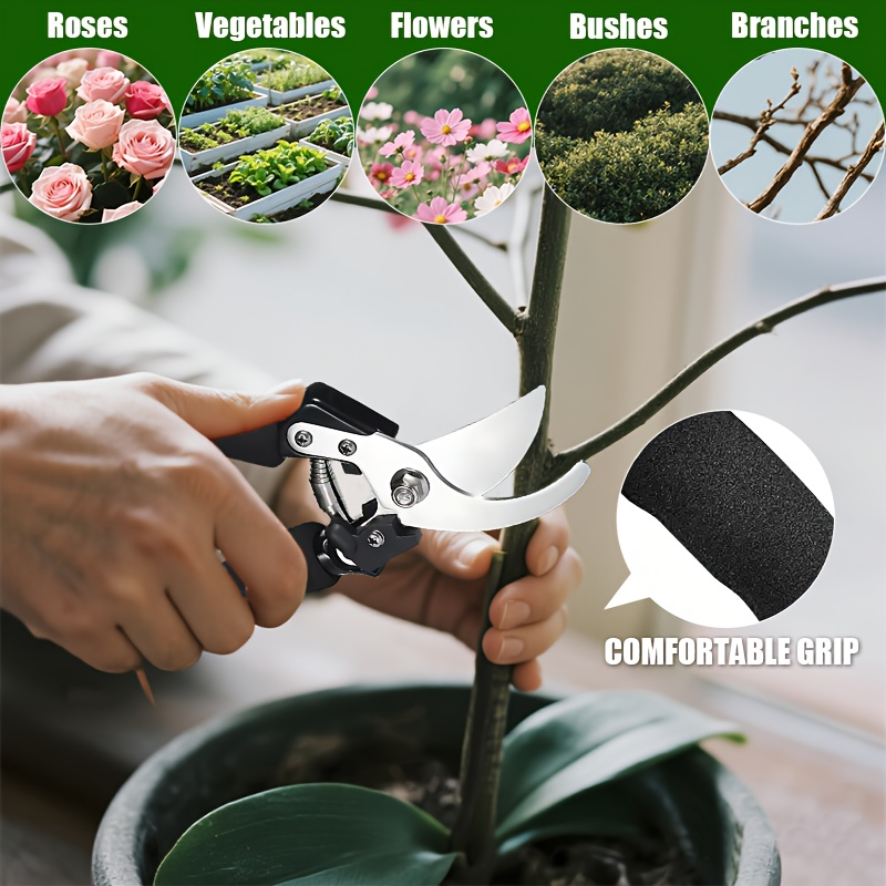 Stainless Steel Pruning Shears, 8.27 Inches with Sharpening Stone in One- or Two-Set Options — image 13