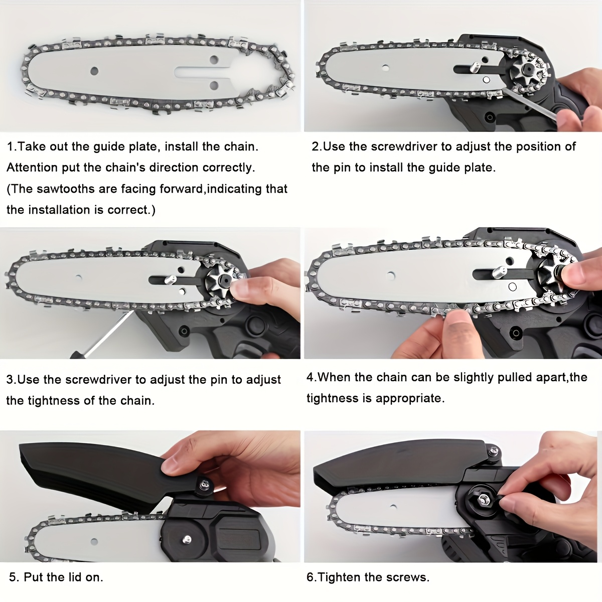 Electric Mini Chainsaw 6-Inch with Debris Guard & Toolbox - Cordless Handheld Pruning Saw with Safety Lock — image 11