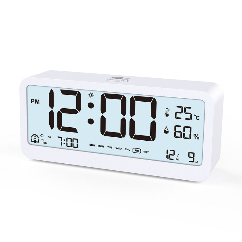 Multifunctional Digital Clock: Adjustable LED Brightness, Temp & Humidity Display, Dual - Mode Alarm, for Bedside or Desk - V.I.P Digital Presence