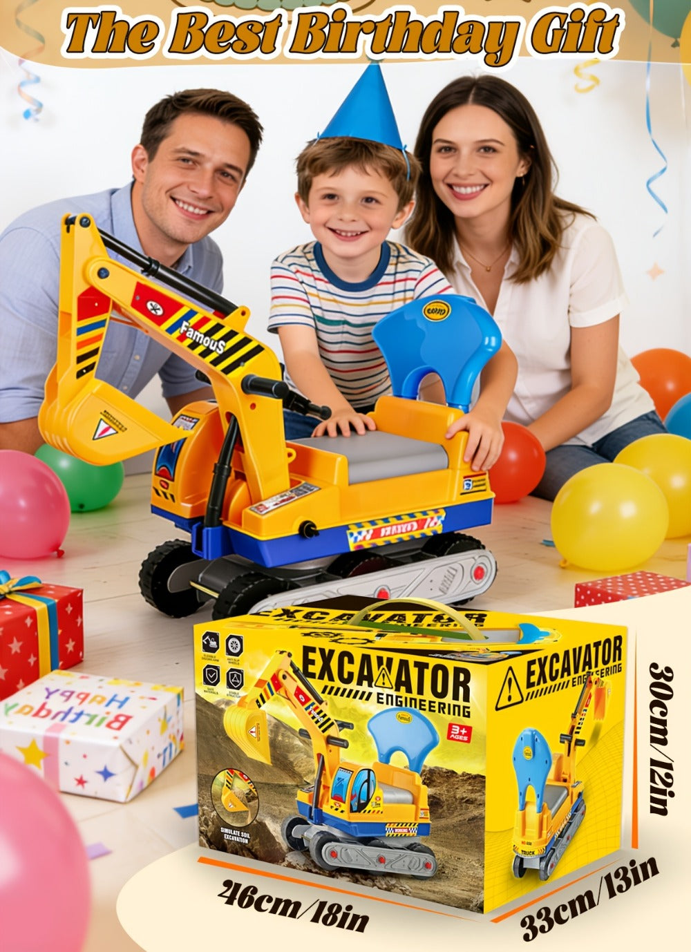 Ride-On Excavator Toy for Kids with Manual Digging Arm with the Listed Color, Size or Set Options for Everyday Use — image 16