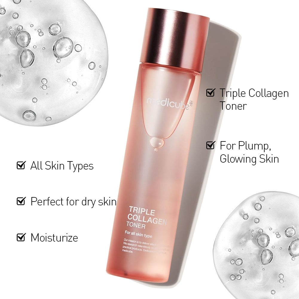 Collagen Face Toner 140ml Triple Collagen Deep Hydration Plumping Toner with Hyaluronic Acid for Bath Time, Home Spa and Pers