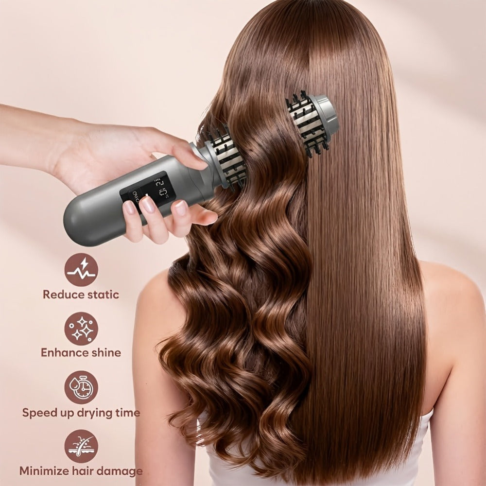Cordless Hair Curler Brush 2-in-1 Straightener – Rechargeable Wireless Auto Curling Iron, for Home, Travel and Salon Hair Sty