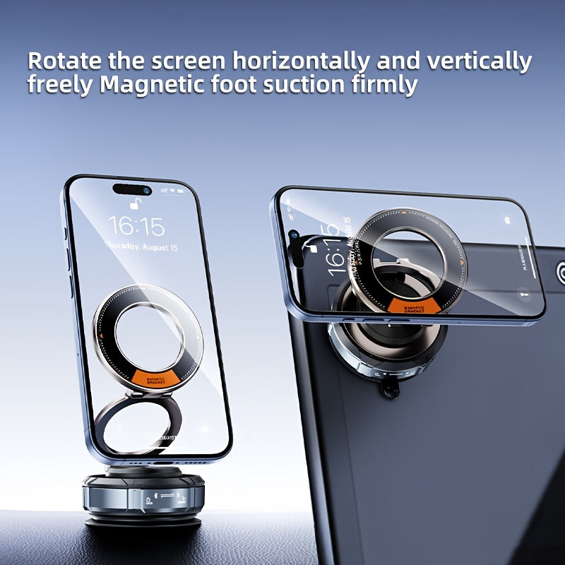 Magnetic Car Phone Mount with Vacuum-Style Dashboard Base and Swivel Joint and 360-Degree Bracket — image 2