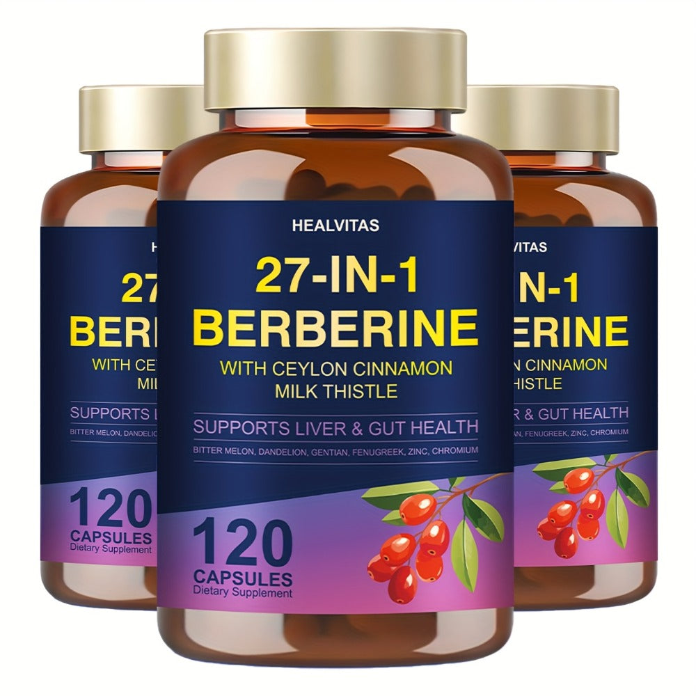 Herbal Supplements with HEALVITAS Label, 27-in-1 Berberine Formula Capsules, 120 or 360 Count — image 4