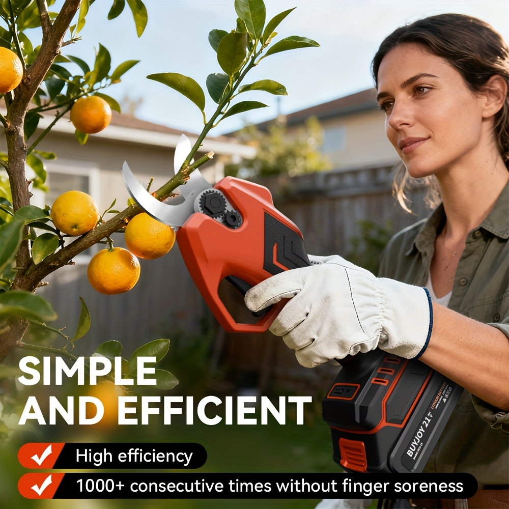 Electric Pruning Shears Cordless with LCD Display, Portable Battery-Powered Tree Pruner with Adjustable Cutting Diameter for 