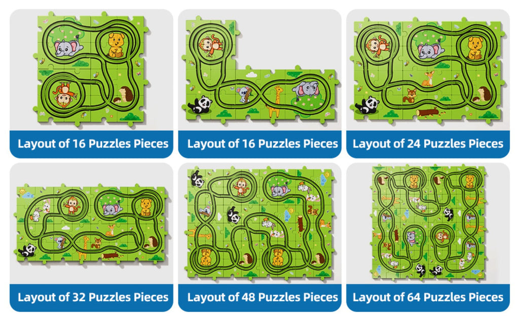 Jigsaw Puzzle Race Track Car Set Toy for Boys Kids, 39 56 73 PCS Flexible Building Track with Toy Cars — image 11
