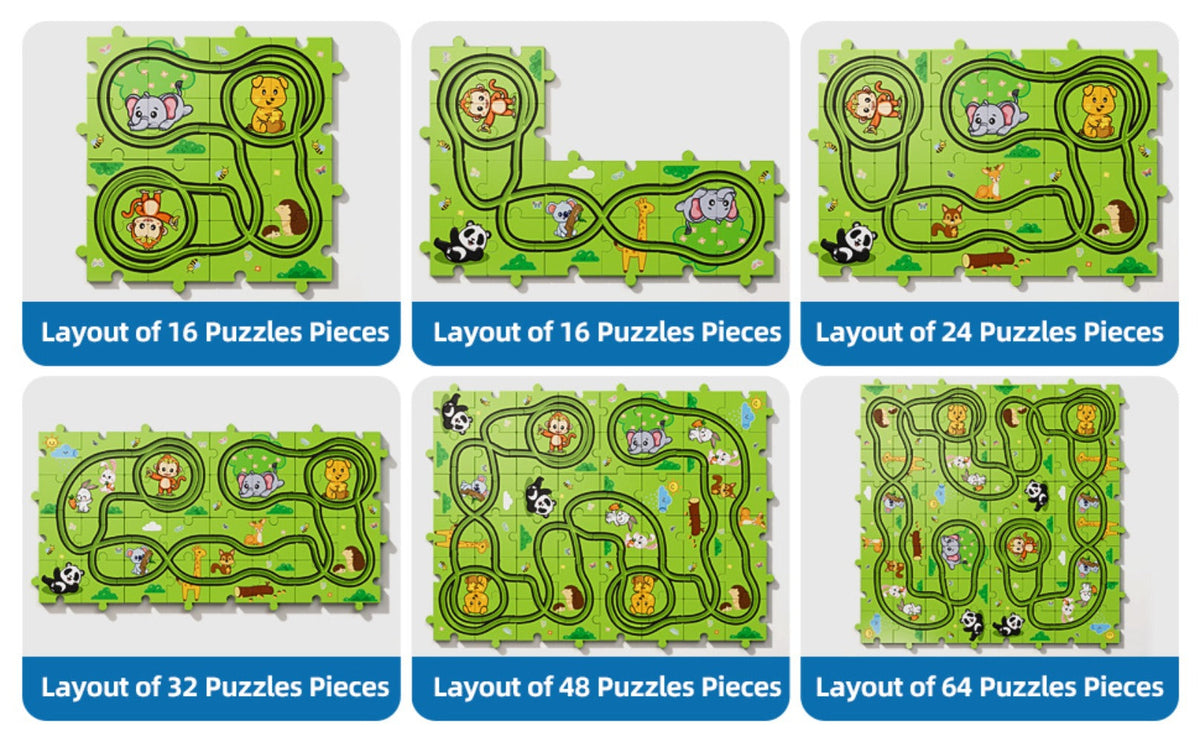 Jigsaw Puzzle Race Track Car Set Toy for Boys Kids, 39 56 73 PCS Flexible Building Track with Toy Cars — image 11
