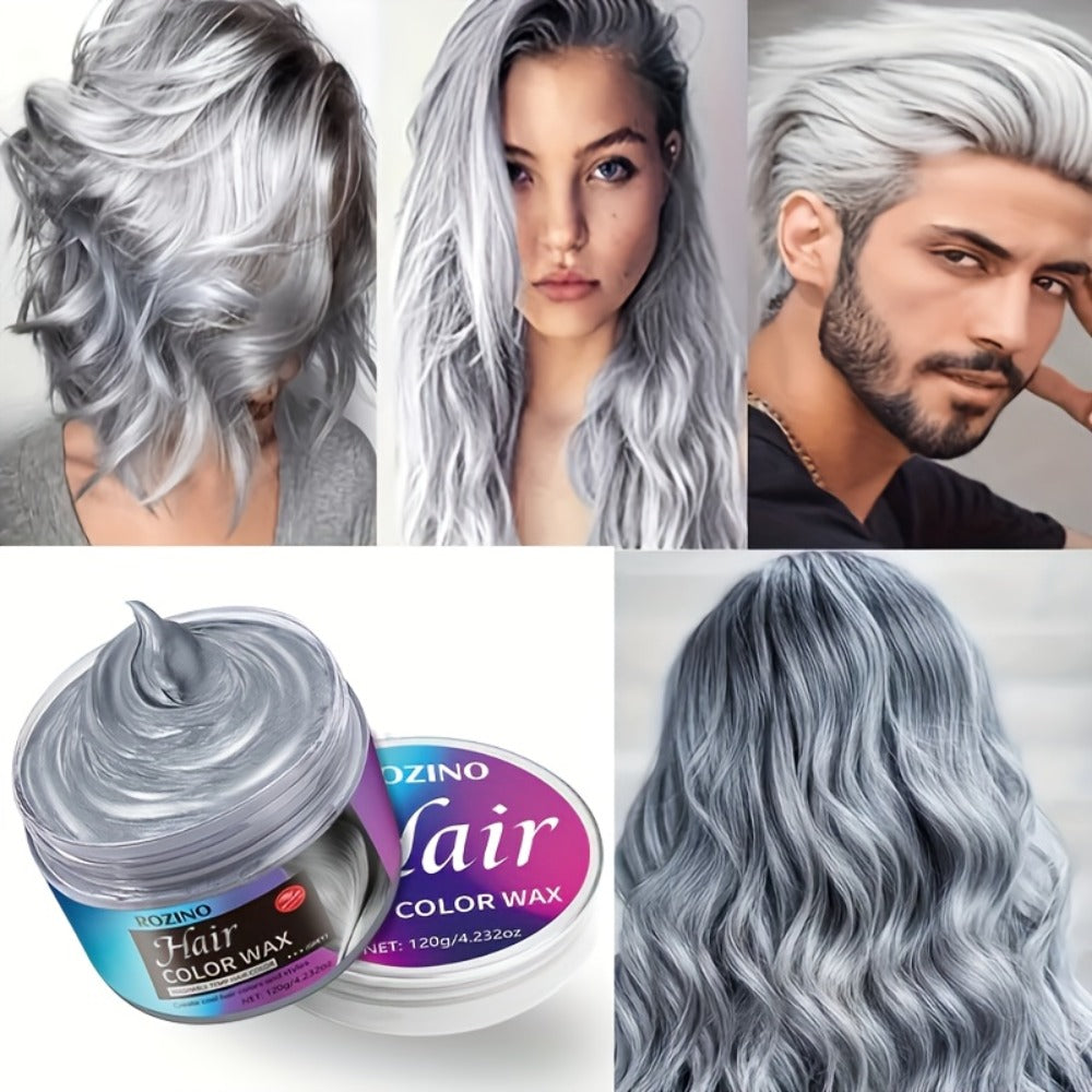 ROZINO Grey Hair Color Wax 3-in-1 Color Style & Fix – Vitamins & Protein Formula, Hides Grey Instantly, Natural Volume, Easy 