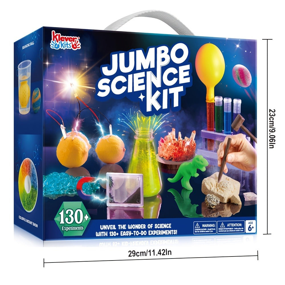 Jumbo Science Kit for Kids 130+ Experiments, STEM Chemistry Set with Crystal Growing Glowing Bulb Fossil Dig Soap Making — im