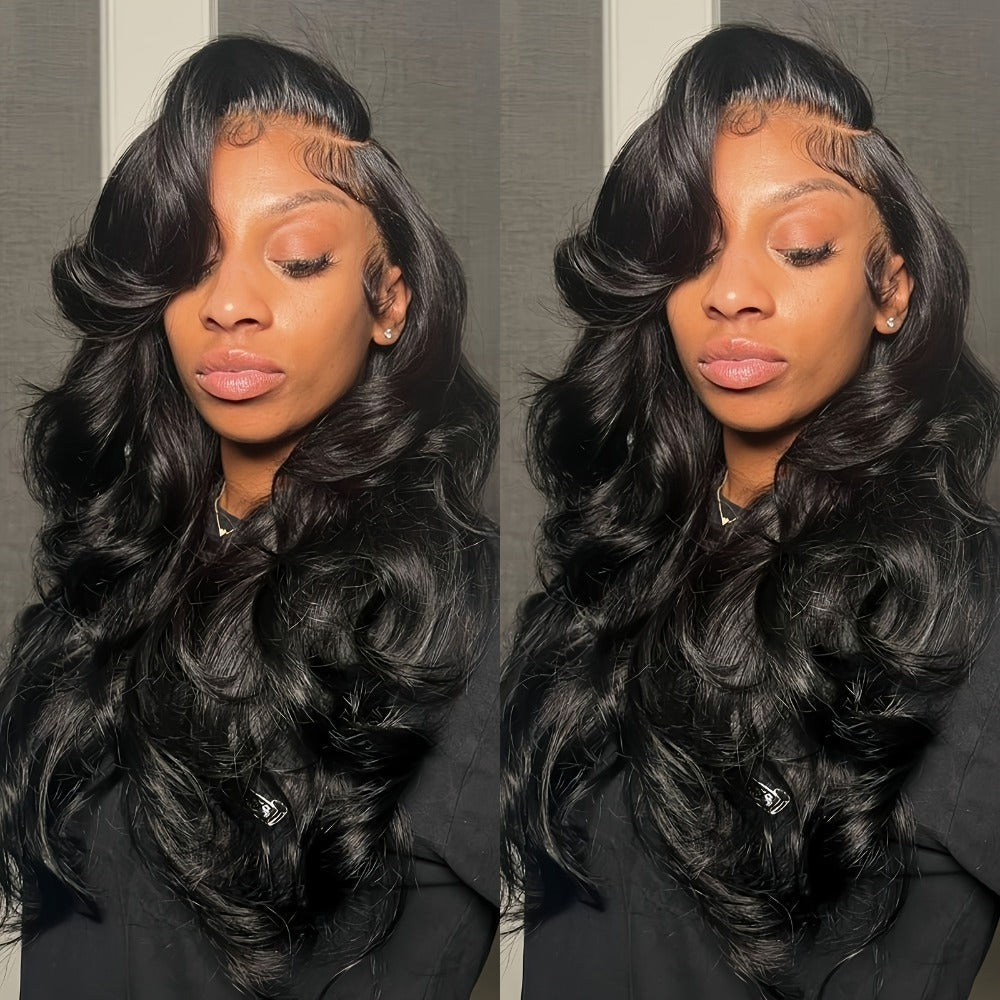 13x4 HD Lace Front Body Wave Synthetic Wig 250% Density Glueless Natural Black Crimson, for Home, Travel and Salon Hair Styli