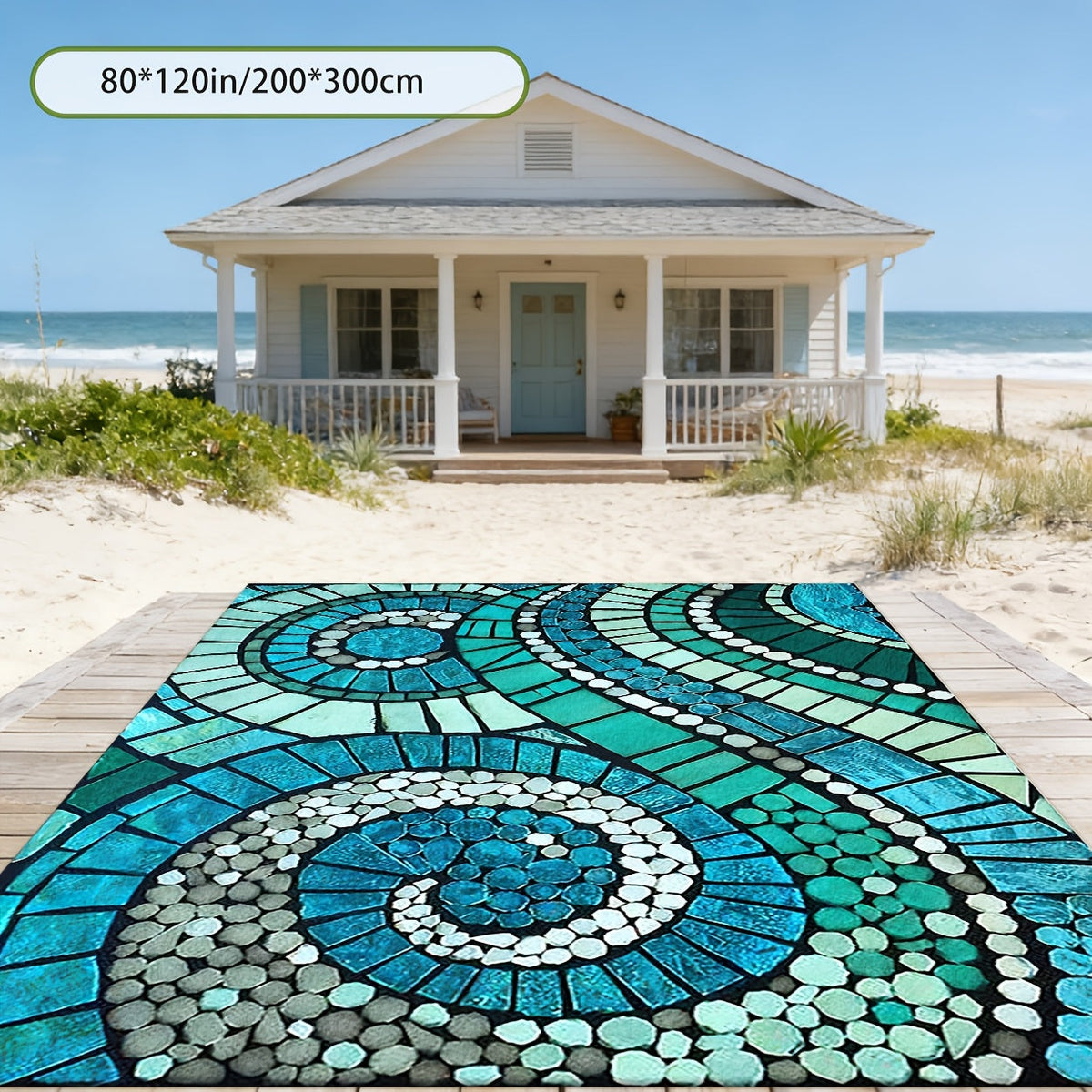 Outdoor Rug Non-Slip Decorative Foldable Portable Camping Mat Machine Washable for Patio Garden Pool Beach Picnic Living Area