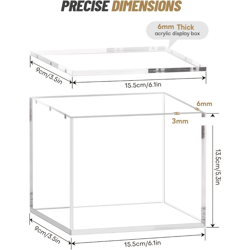 Pokemon Booster Box Acrylic Display Case – Stackable 6mm+6mm+3mm Thick Clear Case with Magnetic Lid for PKMN Booster Box Stor