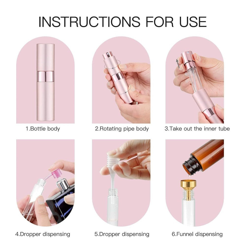 Perfume Atomizer in a Refillable 5 Pack of 8ml Aluminum and Glass Mini Cologne Sprayer Bottles for Travel — image 9