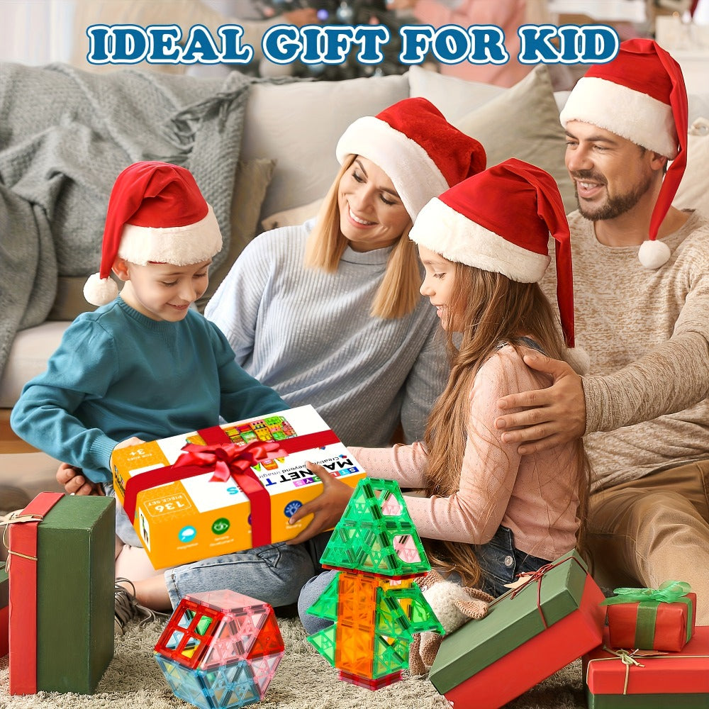 Magnetic Tiles Building Set for Kids 3 4 5 6 7 8 – 80 106 136 205pcs Clear 3D Magnet Building Blocks STEM Educational Toy Chi