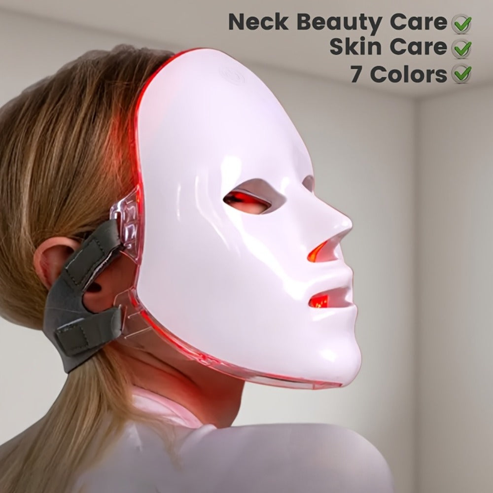 Portable LED Facial Mask 7-Color Light Therapy USB Rechargeable Plastic - Home Beauty Care for Bath Time, Home Spa and Person