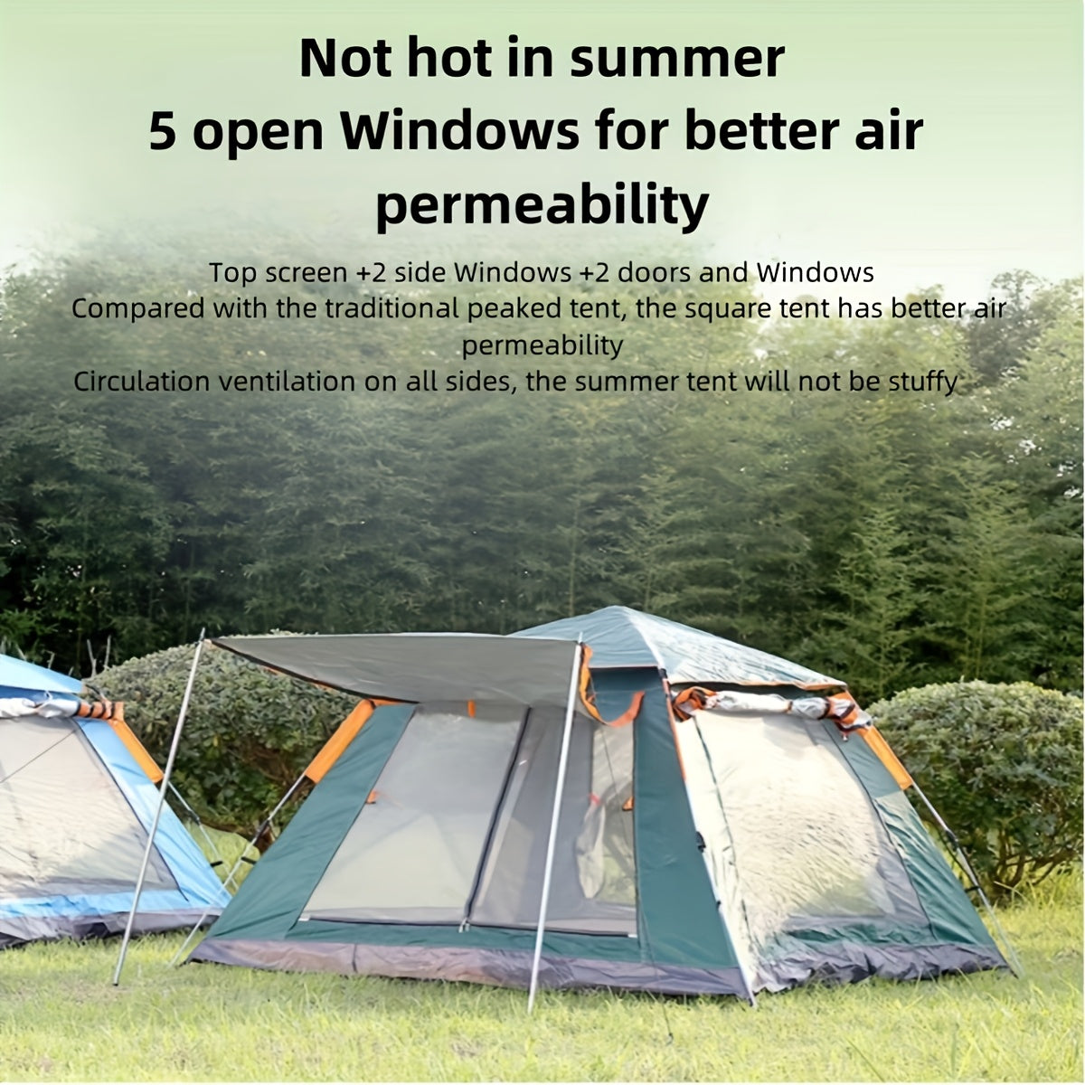 Four-Sided Beach Tent with Five Windows, 240 x 240 x 154 cm Size and Two Green Checkout Options — image 4
