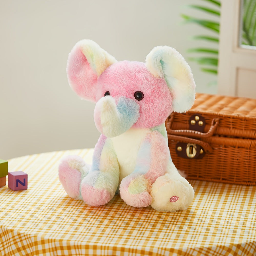 Plush Toy Rainbow Elephant 12-Inch Light-Up Design with Optional Music for Colorful Room Display — image 6