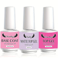 Gel Nail Polish 3-Piece Base and Top Coat Kit with No-Wipe Glossy, Matte and Base Gel for UV/LED Soak-Off Manicures — image 1
