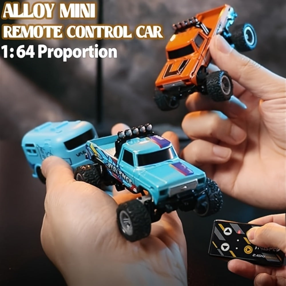 Mini RC Truck Toy 1:64 Scale 2.4GHz Off-Road Alloy Crawler with Detachable Trailer Body Lights & LED Headlights — image 11