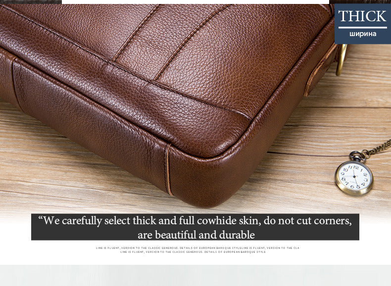 Full-grain Leather Large-capacity Men's Briefcase