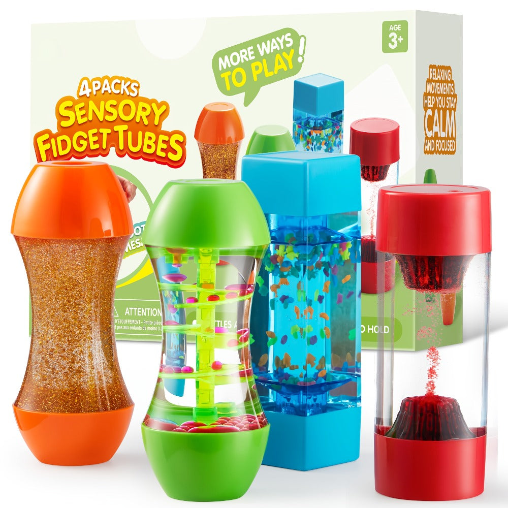 Four-Piece Visual Flow Tube Set with Glitter, Fish, Flake and Volcano Motion Designs in Four Shapes — image 3