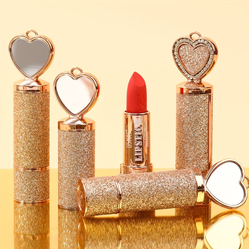 Matte Lipstick Heart-Shaped Design 24H Long-Lasting Velvet Finish – Transfer-Resistant Highly Pigmented Buildable Lip Color —