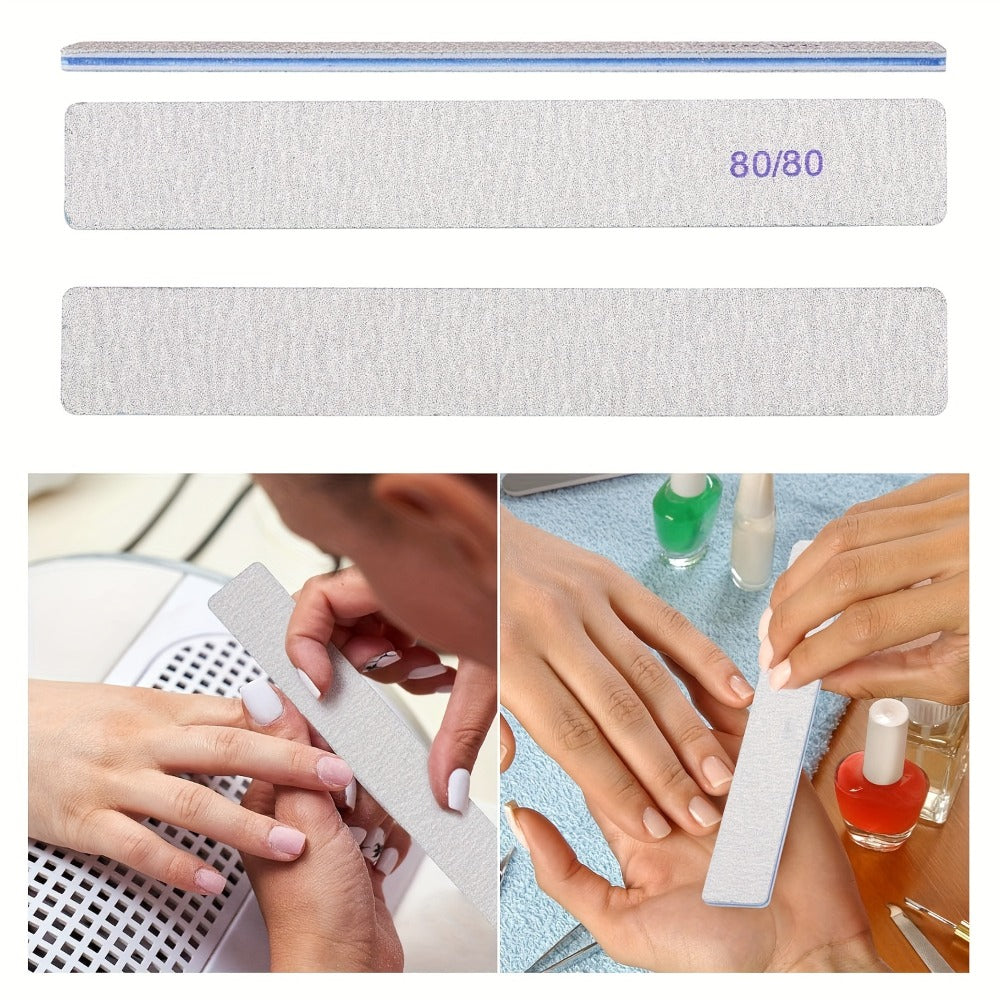 Professional Nail Files 50pcs Bulk Set Double Sided Emery Boards – 80/80, 100/100 & 100/180 Grit Options for Acrylic — image 
