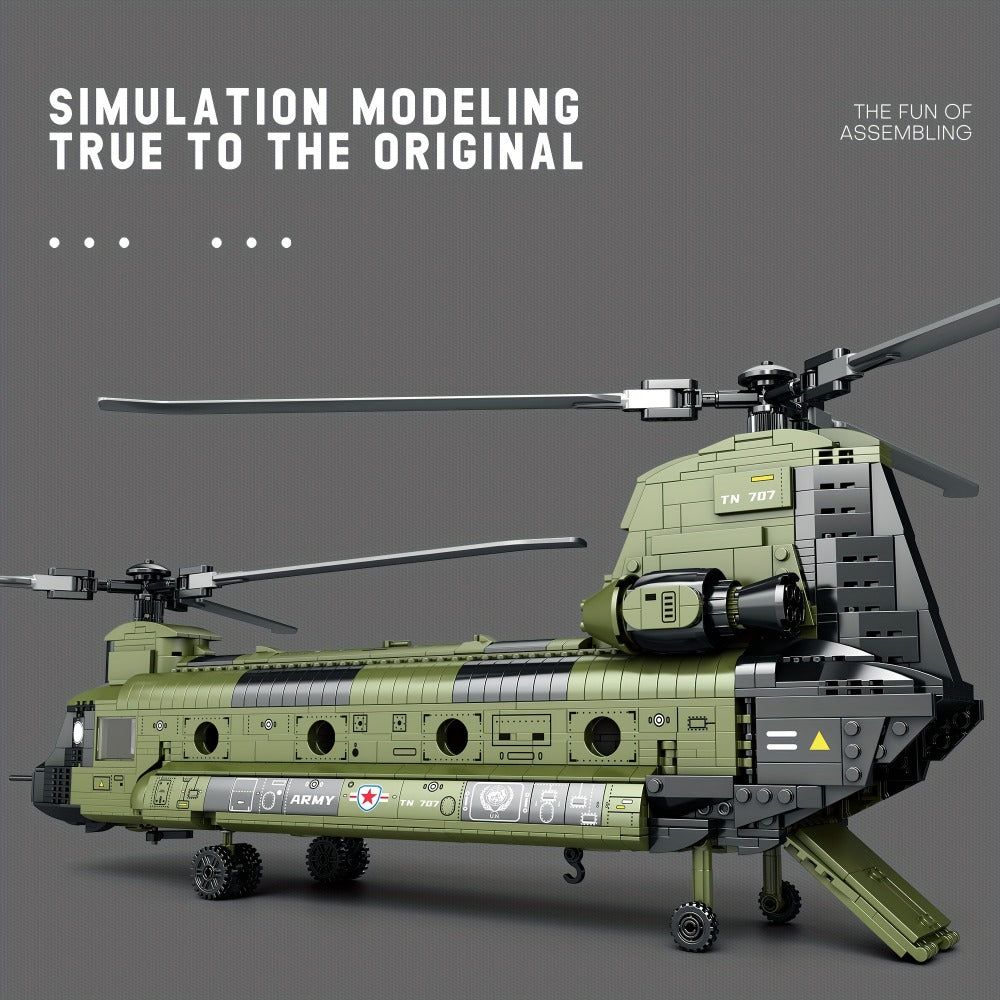 Chinook Helicopter Building Blocks Set 1622 Pcs – US Military CH-47 Transport Helicopter MOC Model Kit Adults Teens Aviation 