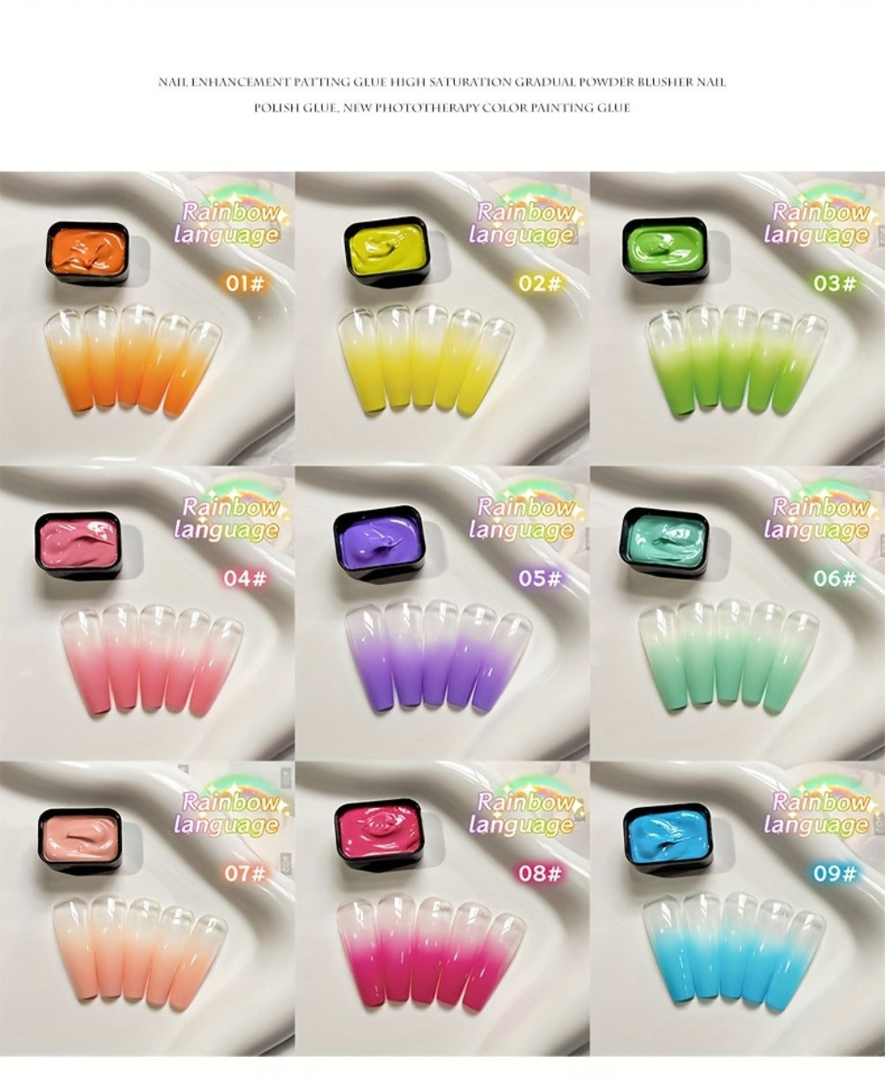 Gel Nail Polish MORDDA Nine-Color Rainbow Grid Set for Gradient and Ombre Manicure Art in One Compact Case — image 15