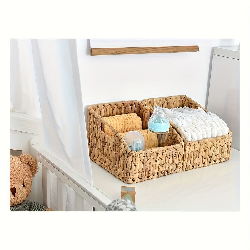 Water Hyacinth Pantry Storage Baskets 2-Pack with Seagrass Options and Integrated Shelf Handles — image 3
