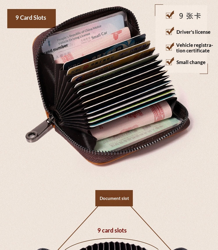 Slim Leather Men's Wallet Large Capacity Multi-Card Organizer Ultra-Thin