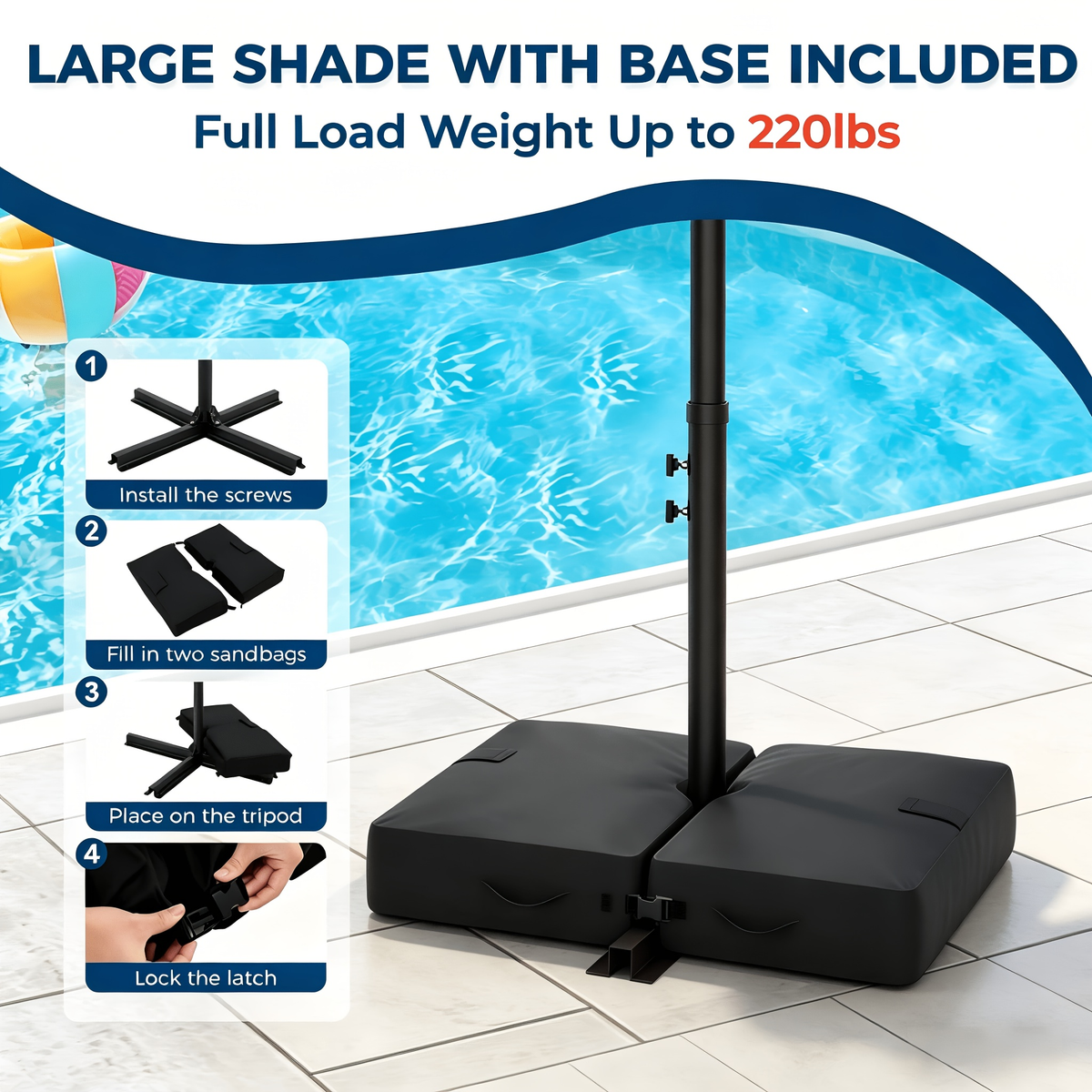 Patio Umbrella 10FT Solar LED Cantilever Style with 32 Lights, Eight-Rib Frame, Tilt and Four Colors — image 12