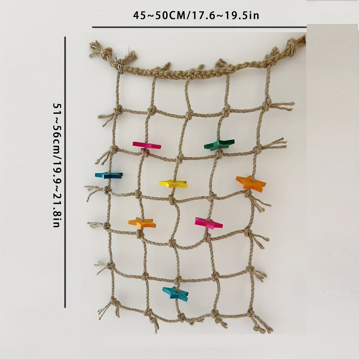 Hemp Rope Bird Climbing Net with Colorful Star Foot Shapes and Hanging Loops for Parakeet and Parrot Cages — image 3