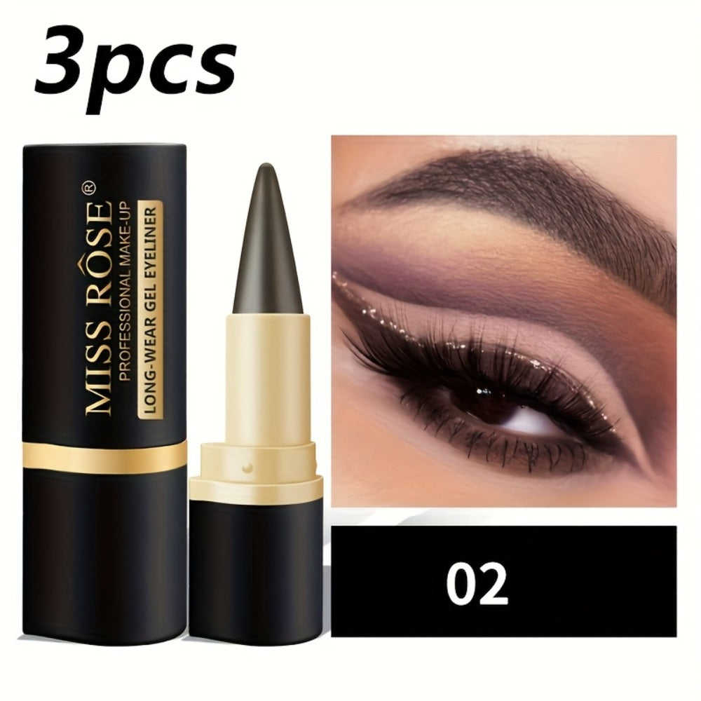 Creamy Gel Eyeliner Pencil Set 3pcs Black Waterproof Sweat-Resistant Smudge-Proof Matte Eye Liner — image 14
