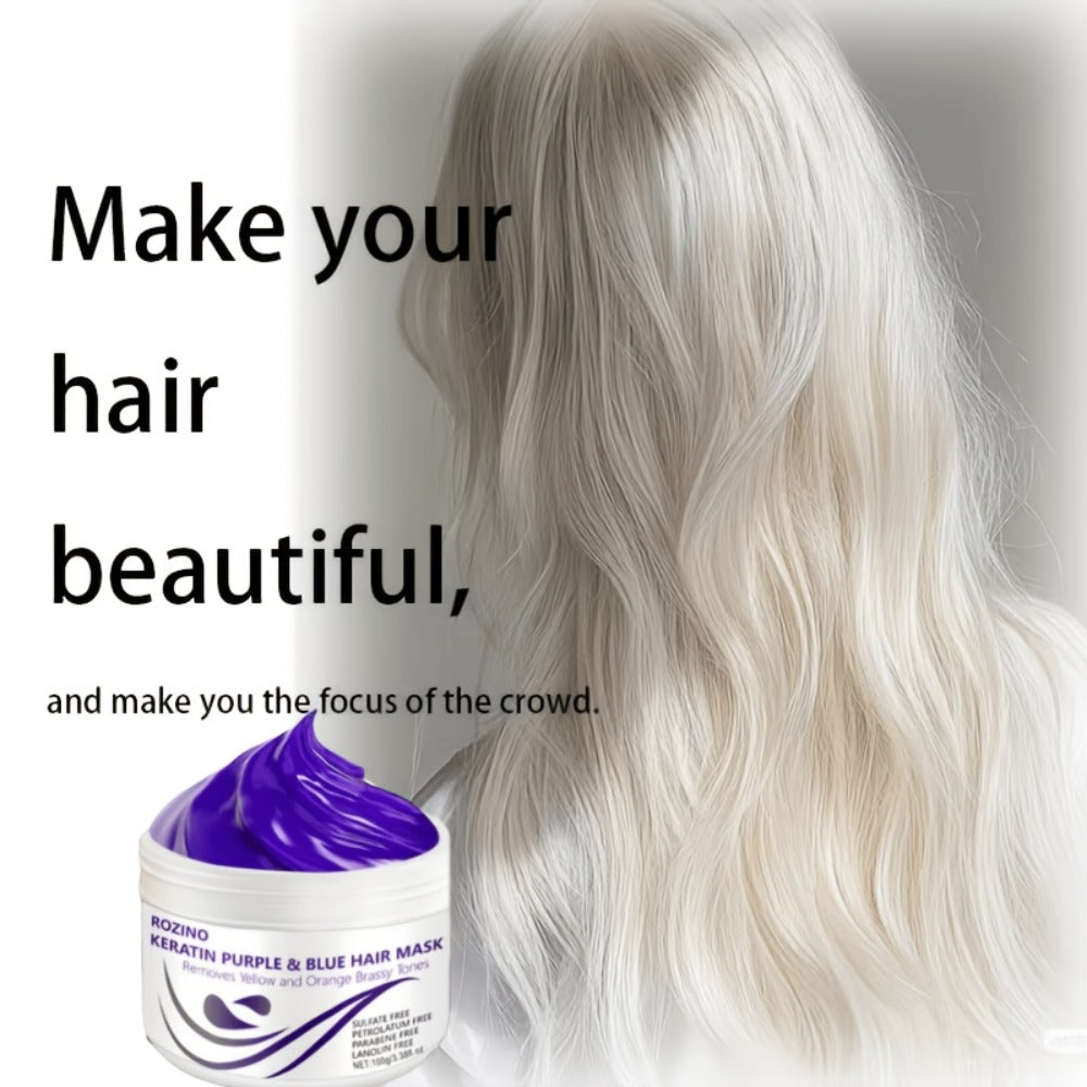 Purple Hair Mask Toner 2-Pack 3.53oz Removes Brassiness Yellow Tones Moisture, Violet Keratin Rosemary — image 4
