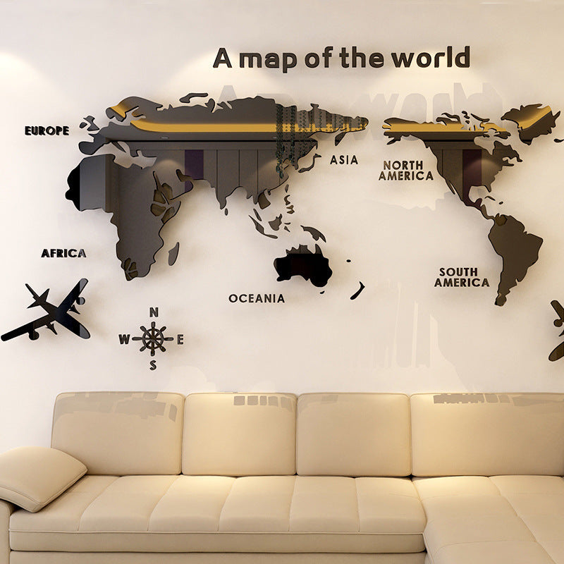 Creative Home Background Wall Stickers Acrylic 3D Wall Stickers Living Room TV Background M70- Map