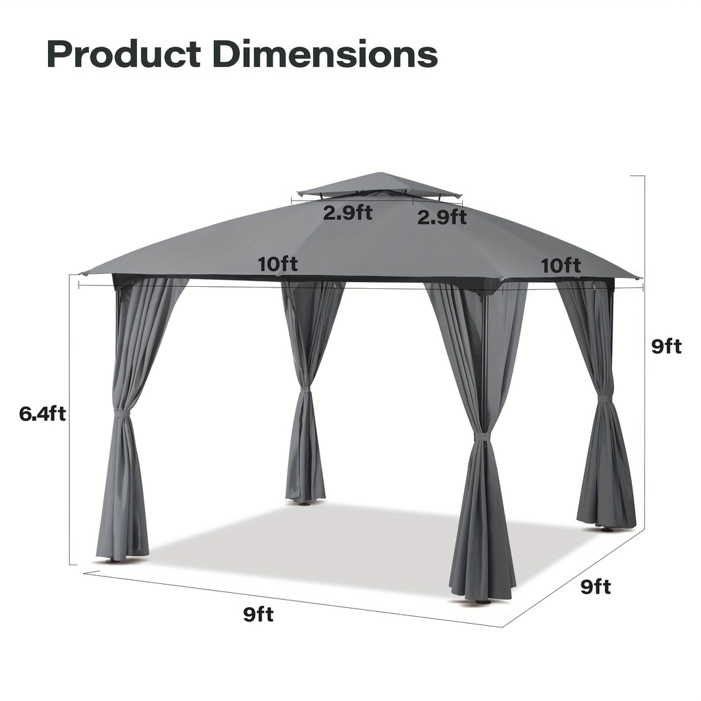 Gazebo Canopy Tent 10x10ft Arch Double Roof Mosquito Net Curtains for Garden, Yard and Pest Management — image 4