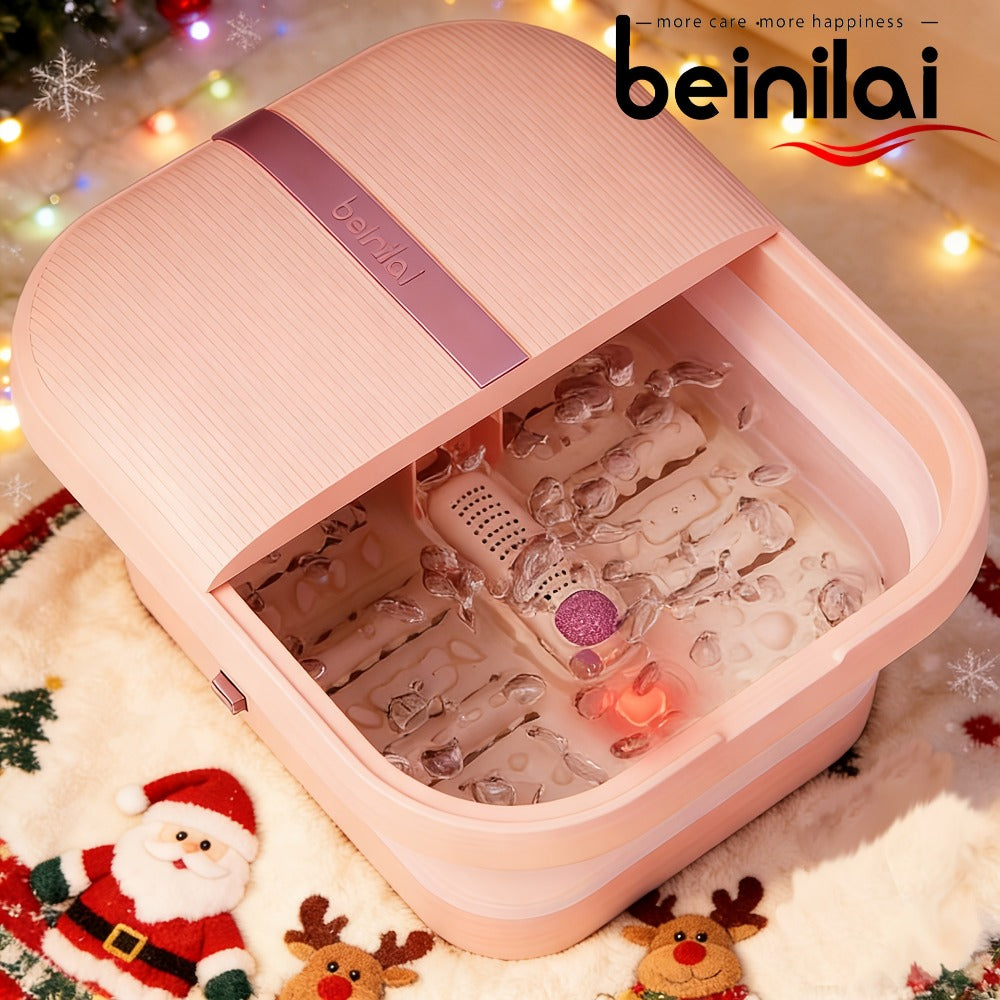 Collapsible Foot Bath Spa Massager with Heat Bubble Jets Massage Rollers LED Light Foldable Pedicure Foot — image 7