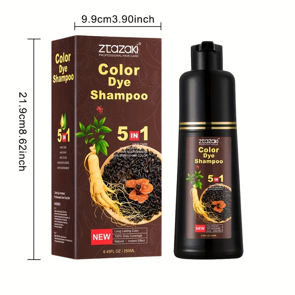 Hair Color Shampoo, ZTAZAKI 5-in-1 250ml Bottle with Six Black, Coffee and Brown Color Options — image 6