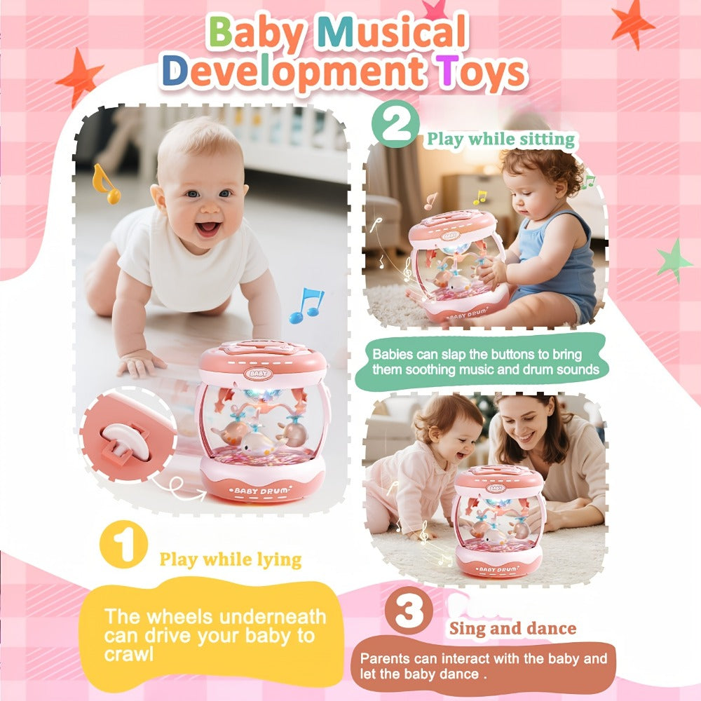 Baby Rotating Projector Music Toy 3 Months+, Interactive Animal Sounds & Lights, Multi-Functional Sensory Learning Toy for In