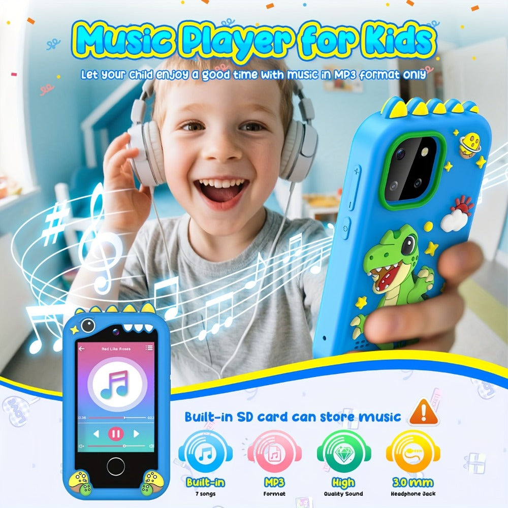 Kids Toy Mobile Phone with Dual Cameras, Touchscreen & MP3 Player, Educational Toy with Games, Alarm Clock & USB Charging — i