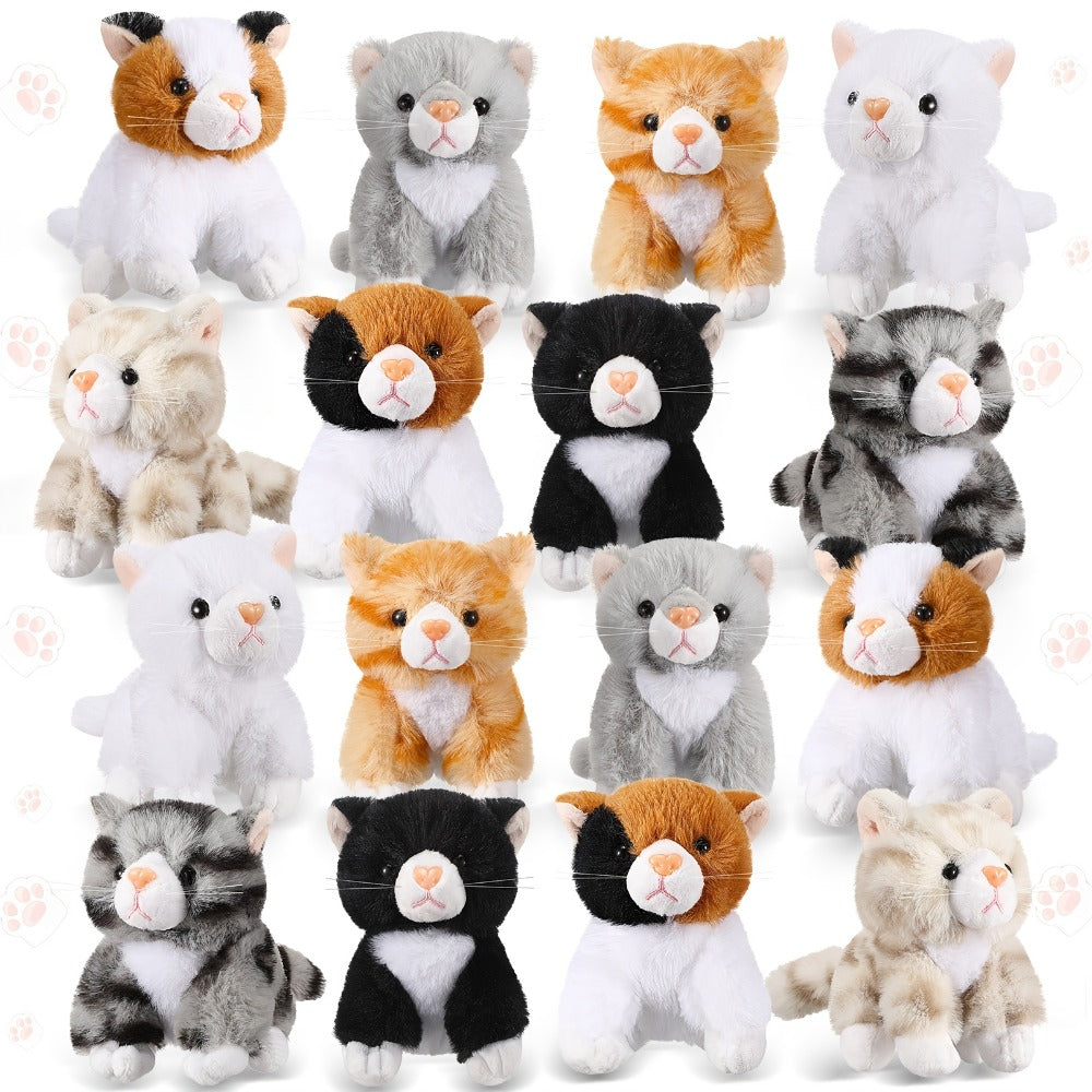 Kitten Stuffed Animal Plush Bulk 16 Pack 5 Inch, Assorted Cute Cat Plush Toys for Party Favors, Birthday Gifts — image 1